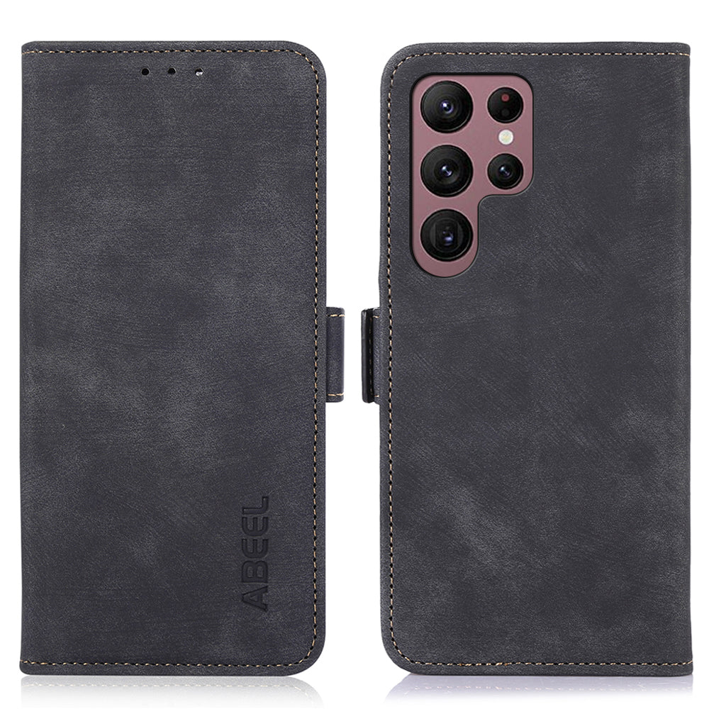 ABEEL For Samsung Galaxy S22 Ultra 5G Anti-Scratch Phone Shell Retro Leather Wallet Cover Stand Phone Case ABEEL For Samsung Galaxy S22 Ultra 5G Anti-Scratch Phone Shell Retro Leather Wallet Cover Stand Phone Case
